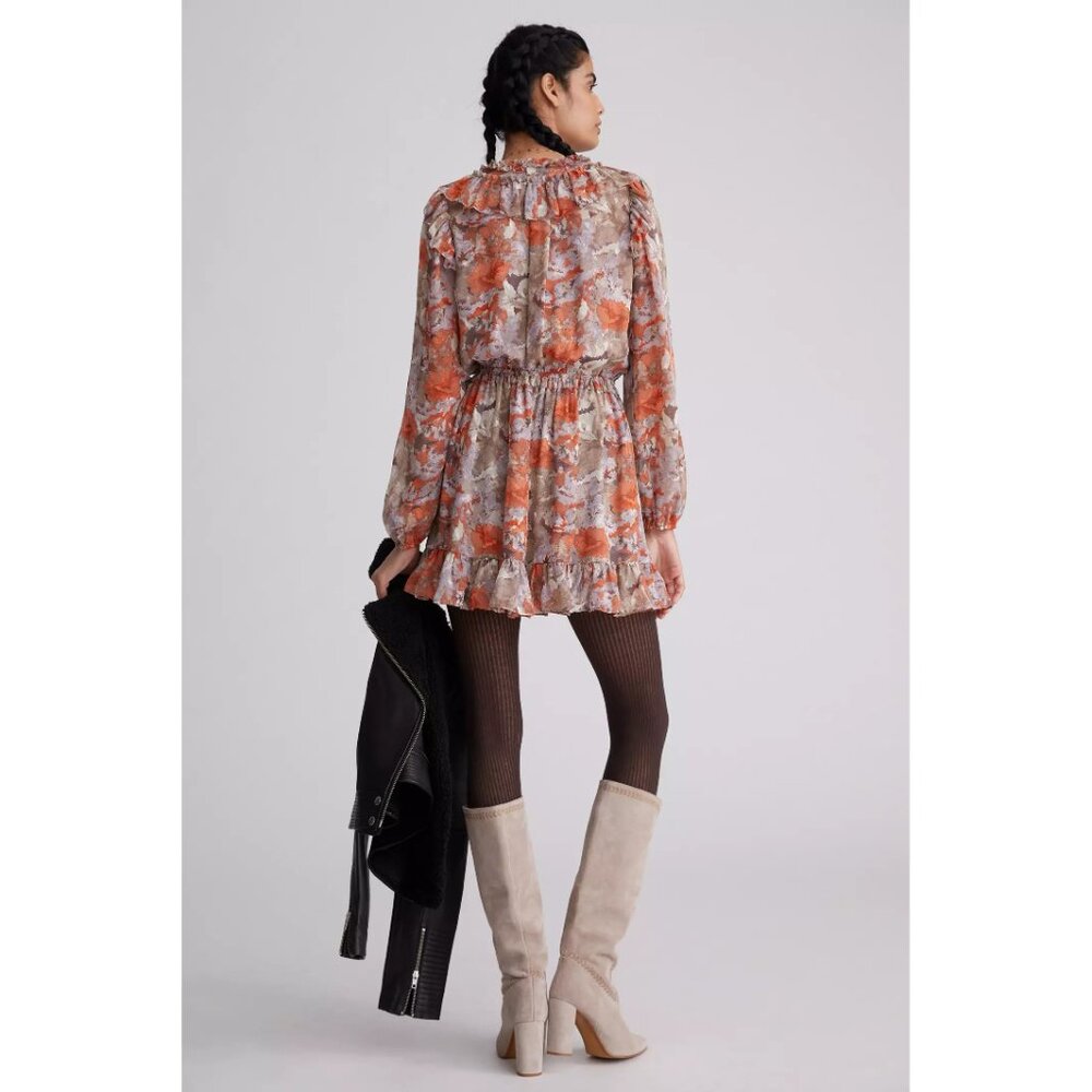 Anthropologie Current Air Ruffled Floral Mini Dress XS - Picture 3 of 6